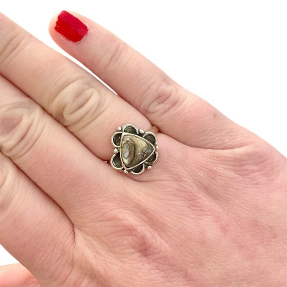Copper Abalone Sterling Silver Ring 925 Size 6 - Picture 6 of 8